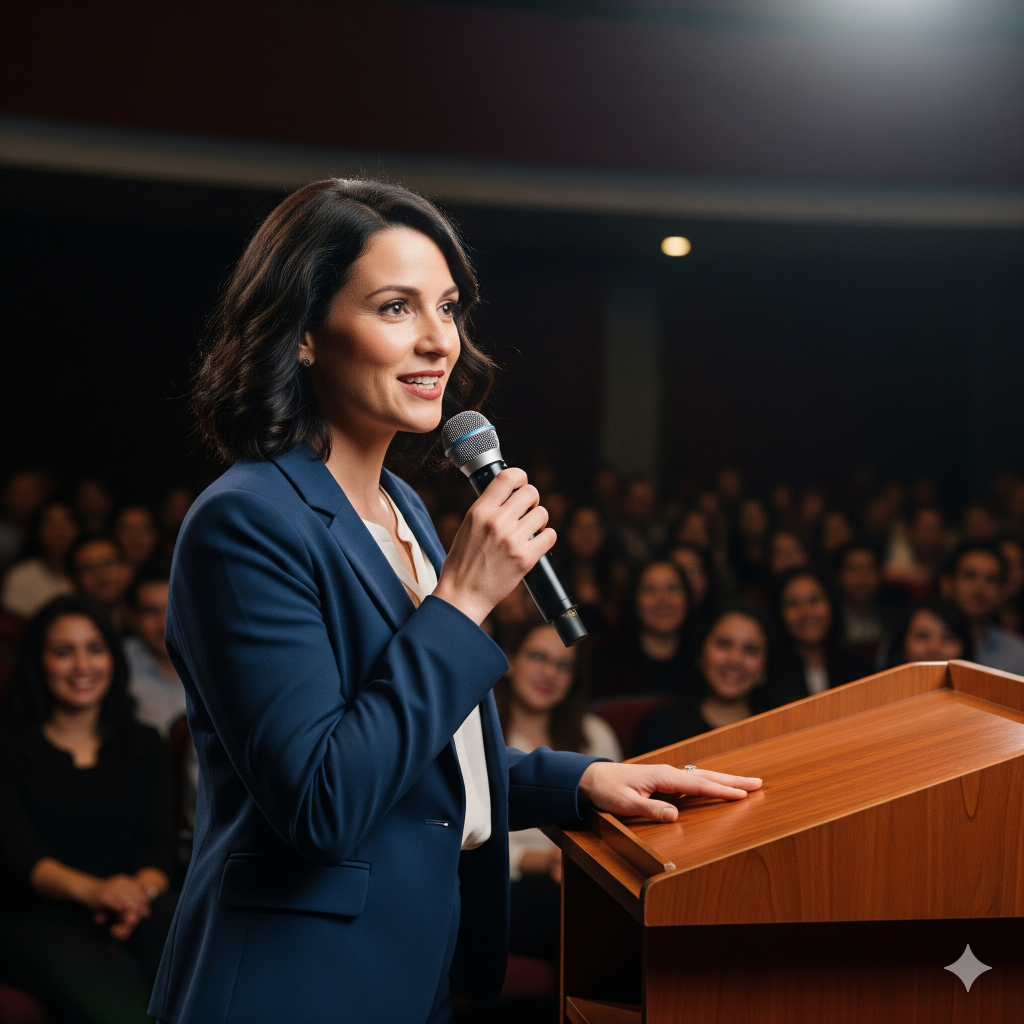 Femme parlant en public