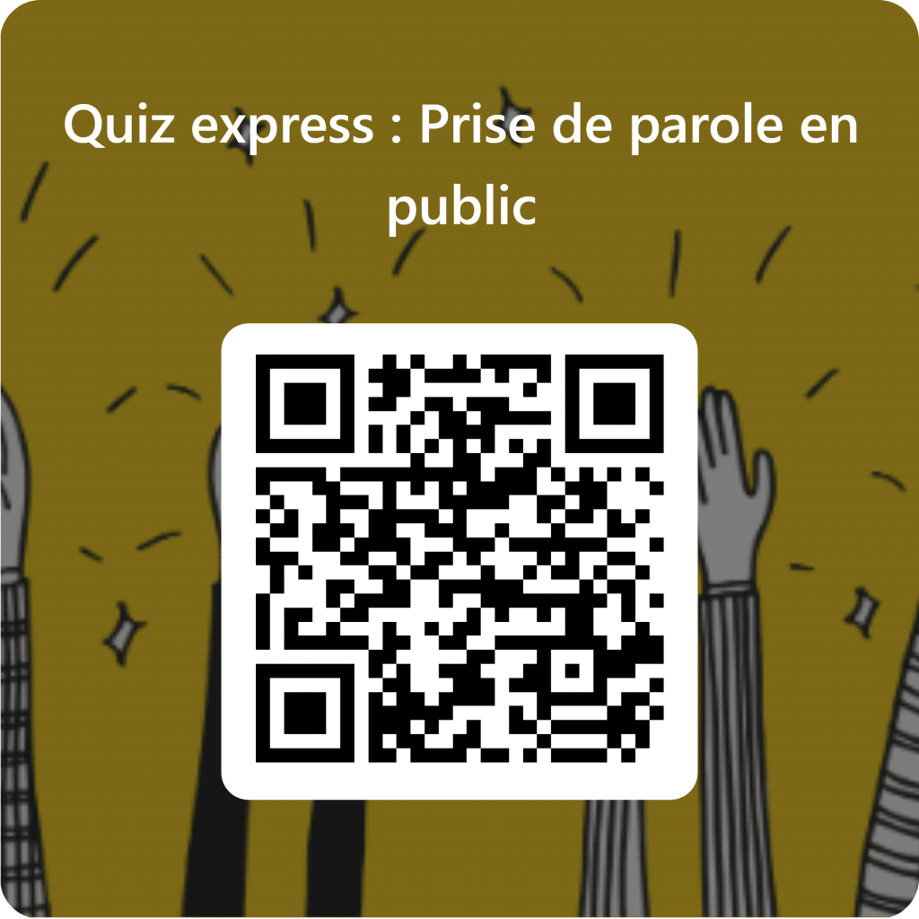 Cliquer sur le QR code pour accéder à notre quiz express Prise de parole en public