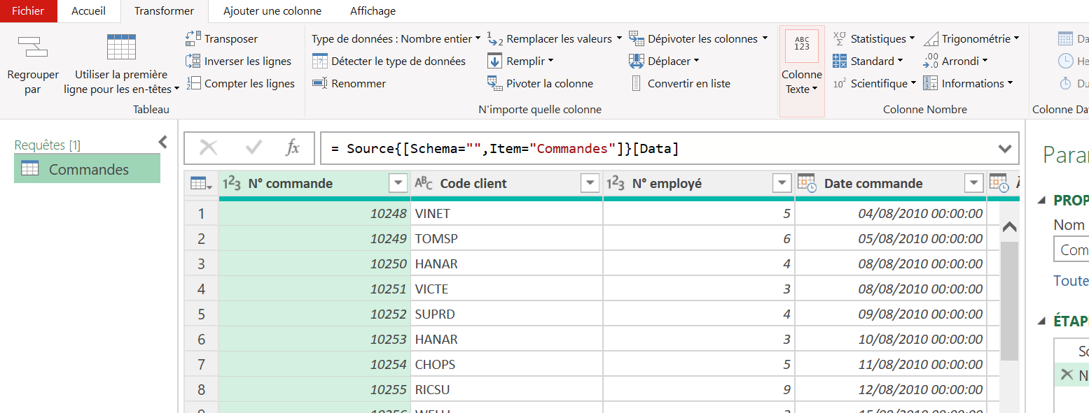 PowerQuery possède un ruban office simple