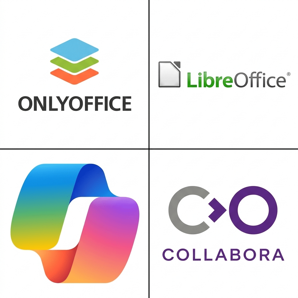 Logos des 4 principales suites bureautiques